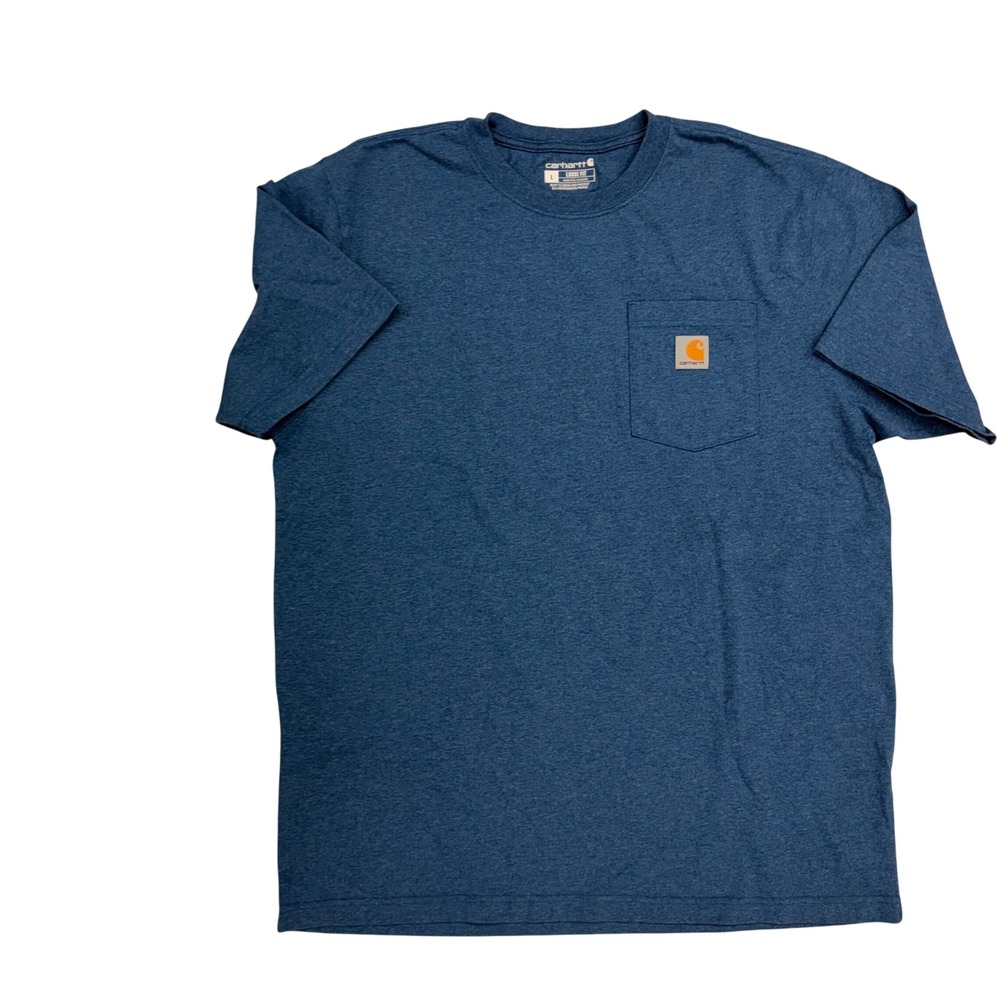 Carhartt K87 Loose Fit Pocket T-Shirt Mens Large Heather Blue Short Sleeve Tee - Picture 2 of 7